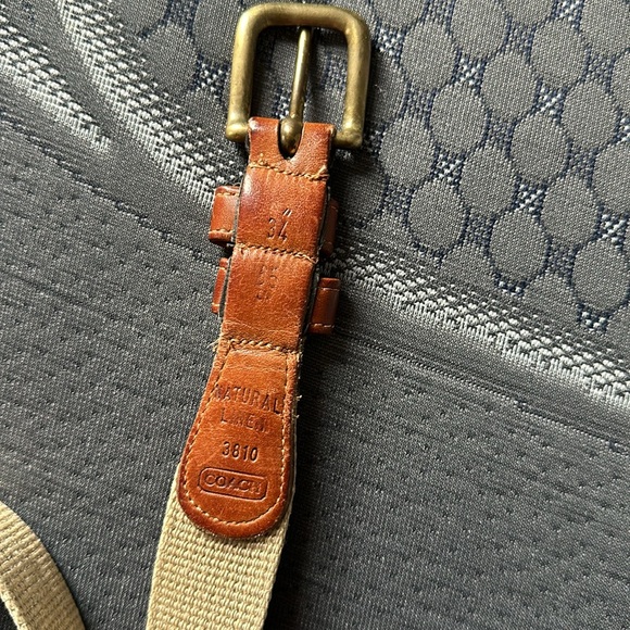 Coach 3810 Natural Linen Belt British
Tan Leather Brass Buckle 34” - Picture 8 of 8